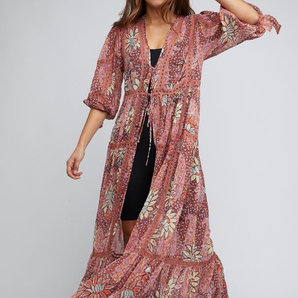 NWT Free People Grasslands Kimono / Rose Combo - Picture 7 of 7